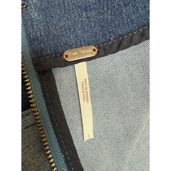 Free People Two Tone Multi Panel Stretch Denim Zip Back Mini Skirt.Womens. Sz 2 - Picture 6 of 10